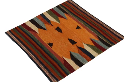 1980s Vintage Sofreh Kilim rug in Orange with Colorful | Area Rug in Rugs by Rug and Kilim