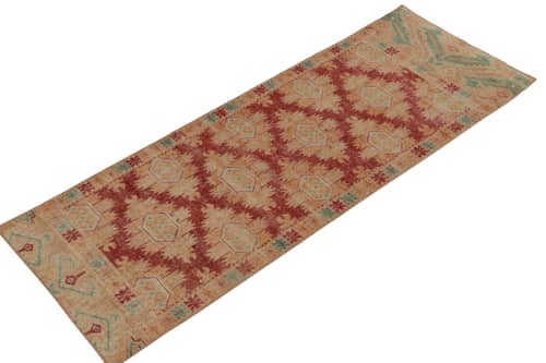 Rug & Kilim’s Distressed Bokhara Runner in Red, Beige & Gold | Area Rug in Rugs by Rug and Kilim