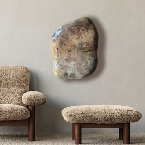 Irregular Shape Wall Sculpture, Textured Relief Art | Sculptures by Vaiva Art Atelier. Item made of wood with marble works with minimalism & contemporary style