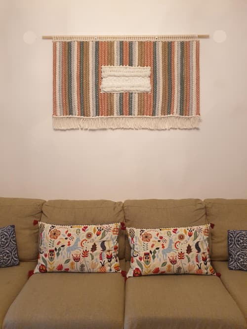 Cloud in a Coloured Waterfall | Macrame Wall Hanging in Wall Hangings by Leonor MacraMaker. Item composed of cotton & fiber