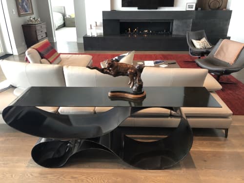 Whorl Console in Matte Black Powder Coated Aluminum | Coffee Table in Tables by Neal Aronowitz. Item composed of aluminum in minimalism or mid century modern style