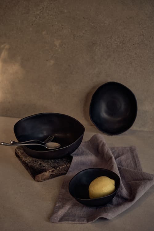 Matte Black Bowls Set | Dinnerware by Laura Letinsky | Chicago in Chicago. Item made of ceramic
