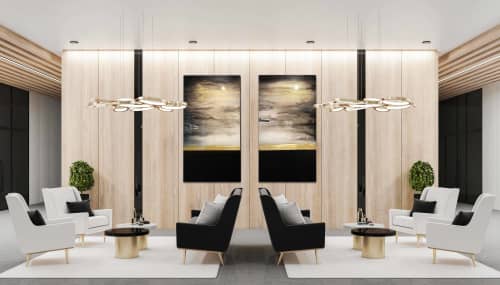 Golden Ash | Mixed Media by Alyson Storms. Item made of wood with marble works with minimalism & mid century modern style
