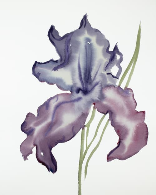 Iris No. 113 : Original Watercolor Painting | Paintings by Elizabeth Becker. Item made of paper works with minimalism & contemporary style