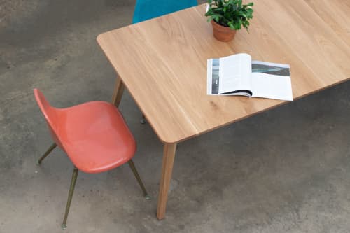 Sunny Side Up Dining Table | Tables by Wake the Tree Furniture Co. Item made of wood & metal compatible with minimalism and mid century modern style