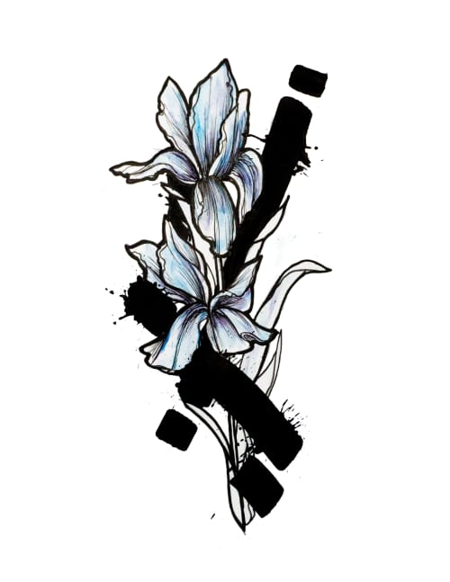 Iris Blue | Watercolor Painting in Paintings by ZJA. Item made of paper with synthetic