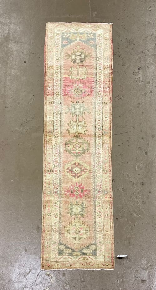 Vintage Turkish Herki Rug Runner | 2.8 x 10.6 | Area Rug in Rugs by Wool and Rug. Item made of wool compatible with boho and mediterranean style