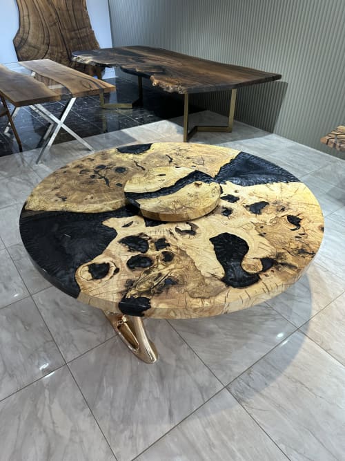 Round Wood Table - Round Resin Table - Round Epoxy Table | Dining Table in Tables by Tinella Wood. Item composed of wood in minimalism or contemporary style