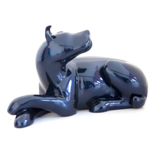 Dog - Blue - Are We Going? | Ornament in Decorative Objects by Ninon Art. Item composed of ceramic