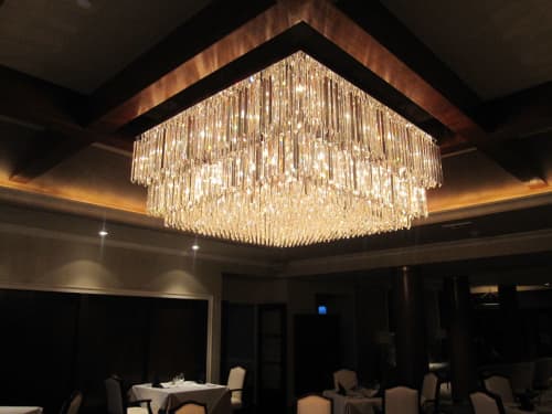 Ballroom chandelier, ballroom Crystal chandelier, R1 custom | Chandeliers by Custom Lighting by Prestige Chandelier | Raritan Valley Country Club in Bridgewater Township. Item made of glass