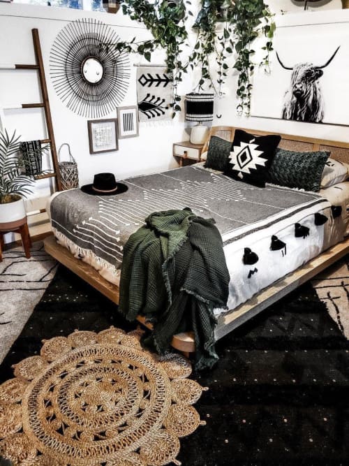 Black Kilim Wool Throw Pillow Cover – Handwoven Neutral Boho | Cushion in Pillows by Mumo Toronto. Item made of cotton compatible with boho and country & farmhouse style