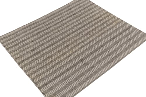 Vintage Striped Kilim in Gray Striations, Salt and Pepper | Area Rug in Rugs by Rug and Kilim