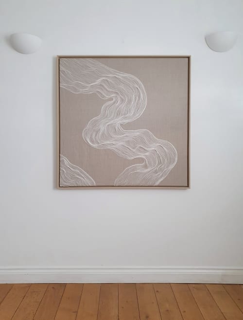 Embrace | Tapestry in Wall Hangings by Saskia Saunders. Item composed of oak wood and cotton in minimalism or contemporary style