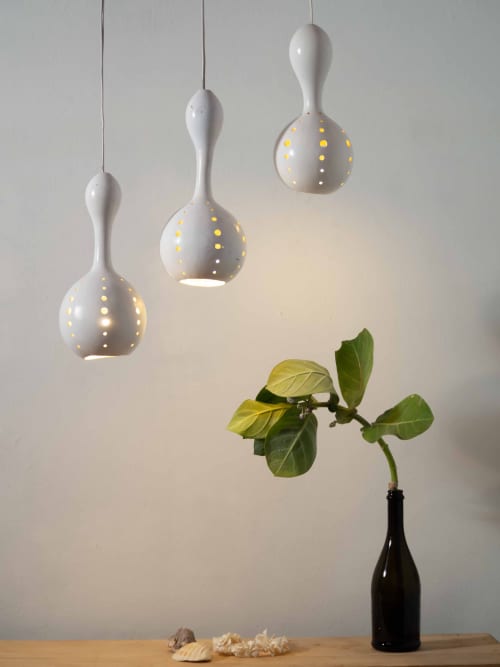 'Forget Me Not' Lamp | Pendants by AKETEKETE. Item composed of wood in boho or country & farmhouse style