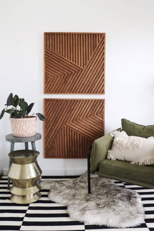 Modern Wood Art Set, Slat Wood Art, Slat Wall Art, Geometric by Blank Space Studios Wescover