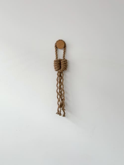 KNOT 002 | Rope Sculpture Wall Hanging | Wall Sculpture in Wall Hangings by Ana Salazar Atelier. Item composed of oak wood & fiber compatible with country & farmhouse and japandi style