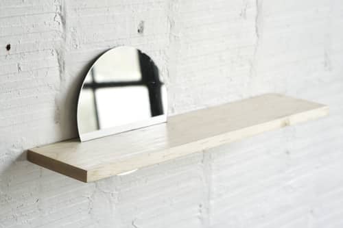 Floating Mirror Hardwood Shelf - Small | Ledge in Storage by THE IRON ROOTS DESIGNS. Item composed of maple wood and glass in minimalism style