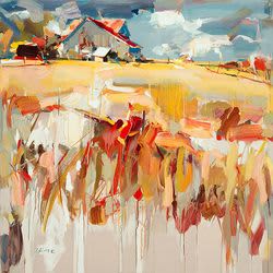 Josef Kote "The Old Barn" | Oil And Acrylic Painting in Paintings by YJ Contemporary Fine Art. Item made of canvas