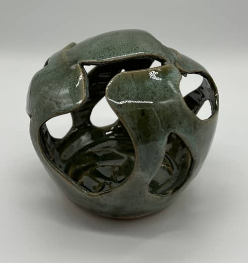 Cut Out Sphere | Sculptures by Feats Of Clay. Item made of ceramic compatible with contemporary and modern style
