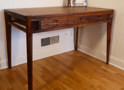 Nova Writing Desk | Tables by Briteside Woodworks. Item made of oak wood works with boho & mid century modern style