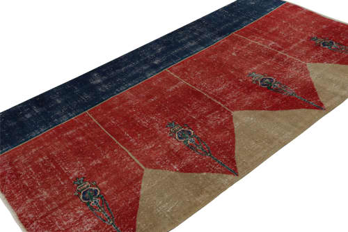 Vintage Turkish Rug in Red, with Geometric Patterns | Area Rug in Rugs by Rug and Kilim