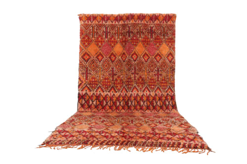 Orange Vintage Moroccan Rug 6.6 x 13 ft, Berber Wool Rug, | Area Rug in Rugs by BerberHand. Item composed of wool in boho style