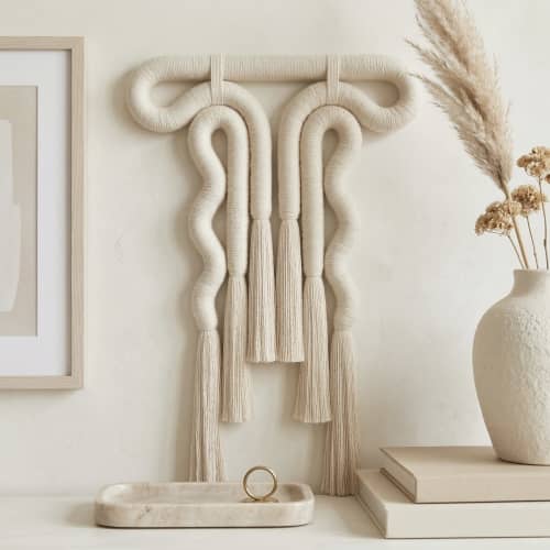 Minimalist Macrame , Neutral Boho Wall Decor, | Wall Sculpture in Wall Hangings by Sarmal Design. Item made of cotton with metal works with boho & minimalism style