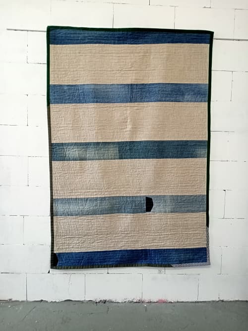 Linen Denim Quilt | Spring | Linens & Bedding by DaWitt | Farbenfabrik in Leipzig. Item composed of linen in minimalism or contemporary style