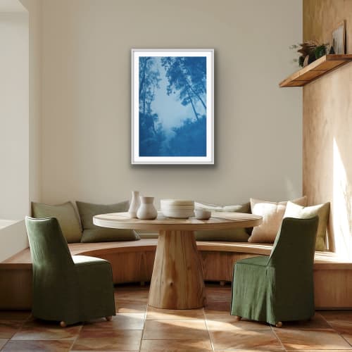 Morning Mist (35 x 23" hand-printed cyanotype, ed. 1 of 3) | Photography by Christine So. Item composed of paper in country & farmhouse or rustic style