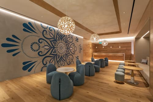 Blue Lounge Mandala | Murals by Urbanheart | Pure Yoga Suntec City in Singapore. Item composed of synthetic
