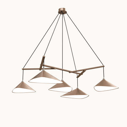 Emily Group of Five Pendant Light – Copper Semi-Matte | Pendants by MOSS Objects. Item made of oak wood with steel works with contemporary & modern style