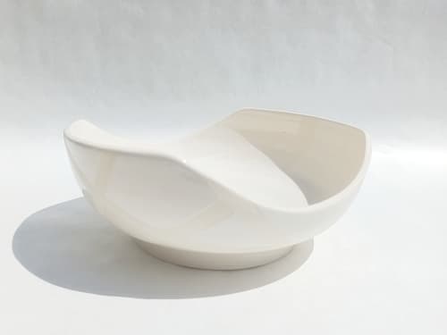 White Random Stripes Platter | Vases & Vessels by KRceramics