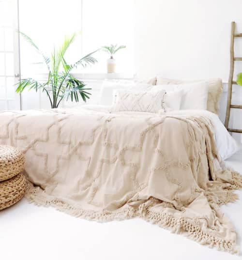 Moroccan Bedsheet | Bed Spread in Linens & Bedding by MEEM RUGS. Item composed of cotton in boho or country & farmhouse style
