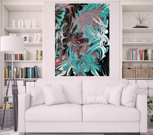 Dragon's flames | Prints by KALEIDO MARBLING ART. Item made of canvas with paper
