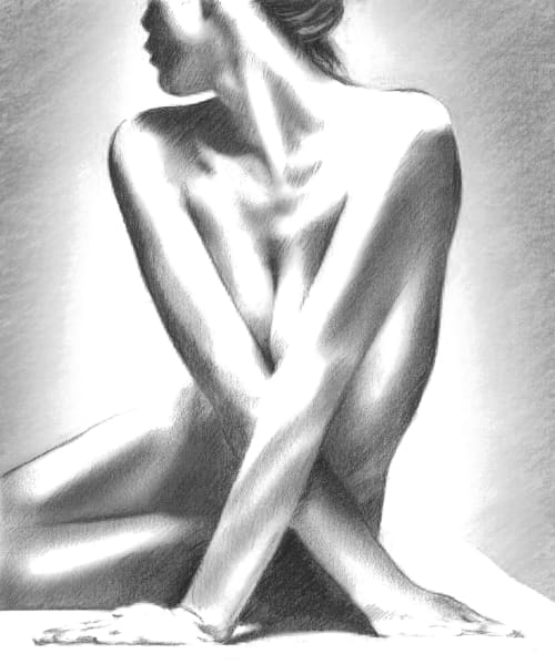 Academic Study Of Female Torso 7 | Prints by Eleanor Cardozo. Item composed of paper