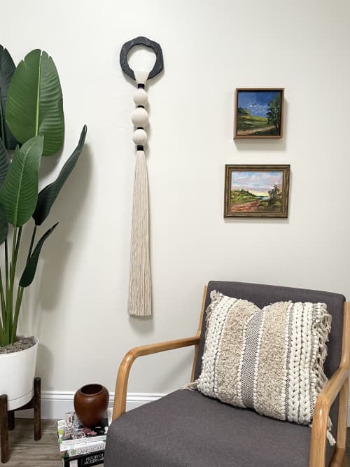 Fiber Pearls Banbas sculpture - Macrame Wall hanging | Wall Hangings by HILO Fiber Art. Item composed of wood and cotton