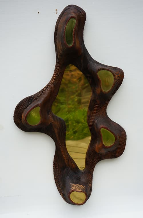 POND mirror | Decorative Objects by Mac McComb. Item made of wood & brass