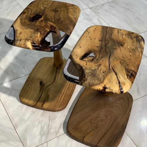 Custom Side Table - Epoxy Coffee Table - Resin End Table | Tables by Tinella Wood. Item composed of wood & synthetic compatible with contemporary and mediterranean style