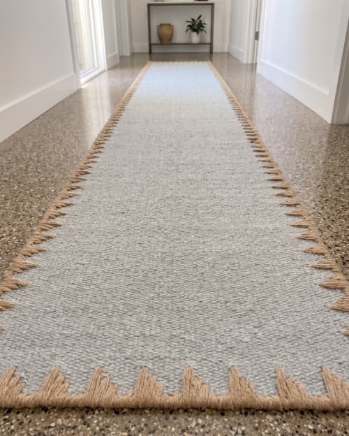 Handwoven Woolen Runner Rug | Rugs by Evergreen Carpets. Item made of wool works with boho & minimalism style
