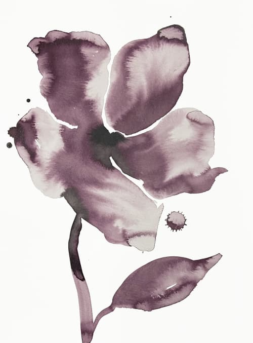 Wild Rose No. 16 : Original Ink Painting | Watercolor Painting in Paintings by Elizabeth Beckerlily bouquet. Item made of paper compatible with boho and minimalism style