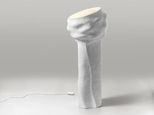 PEONY Floor Lamp — Sculptural Concrete Floor Light | Lamps by Donatas Žukauskas. Item made of cement with paper works with minimalism & contemporary style