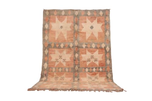 Peach Vintage Moroccan Wool Rug 6.5 x 9.7 ft - Berber Rug | Area Rug in Rugs by BerberHand. Item made of wool works with boho style