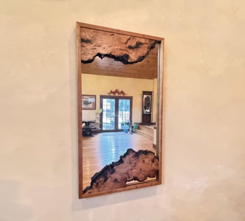 Rustic Live Edge Cherry Burl Wood Mirror - Organic Wall Deco | Decorative Objects by thomas weber