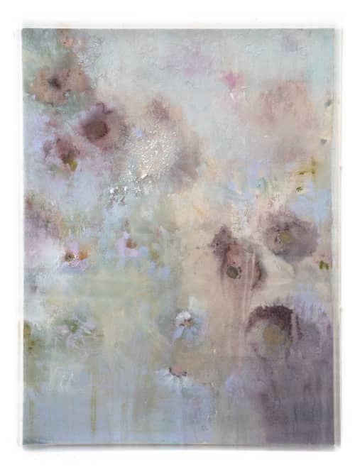 "Morning Dew" - Abstract - Floral -Framed | Mixed Media in Paintings by El Lovaas. Item made of canvas