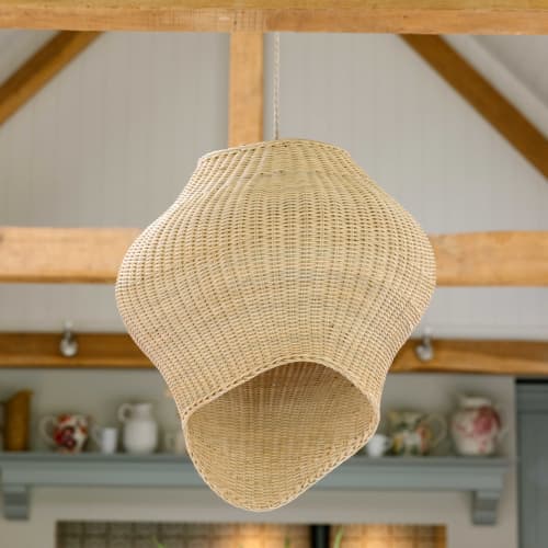 Shell Rattan Pendant Shade | Pendants by Hastshilp. Item compatible with boho and minimalism style