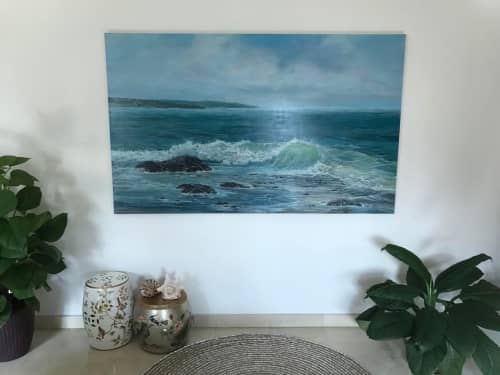 seascape painting | Oil And Acrylic Painting in Paintings by Vanessa Mae. Item composed of canvas and synthetic