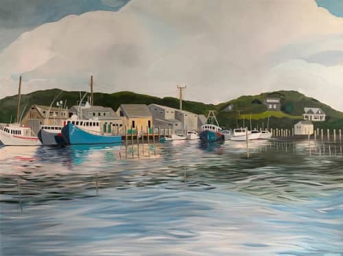 Menemsha | Oil And Acrylic Painting in Paintings by Neon Dunes by Lily Keller. Item composed of canvas and synthetic