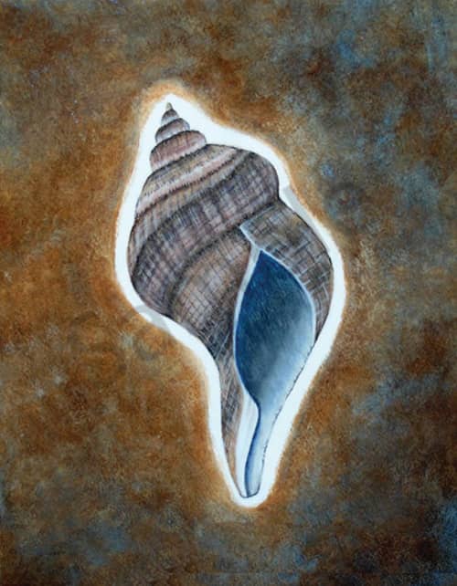 Seashell 4 | Prints by LaShonda Scott Robinson. Item composed of wood & canvas compatible with contemporary and traditional style