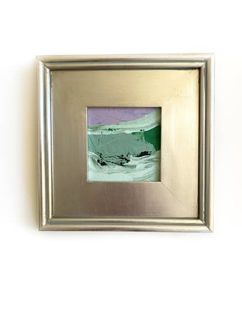 "Green Tide" Framed Mini Painting | Oil And Acrylic Painting in Paintings by Jessalin Beutler. Item composed of canvas in contemporary or transitional style