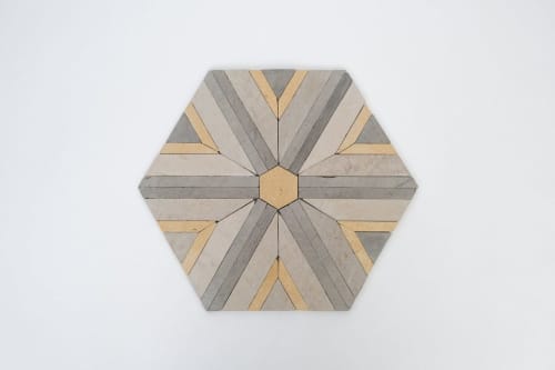 Antique Gray & Sand Yellow Large Diamond Mosaic Tile | Tiles by Mosaics & Company LLC (mosaics.co). Item made of stone works with boho & mid century modern style